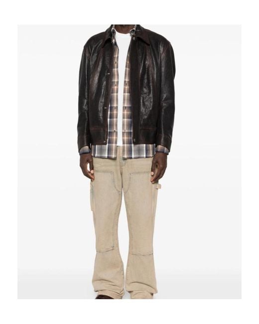 Golden Goose Deluxe Brand Black Leather Bomber Jacket for men