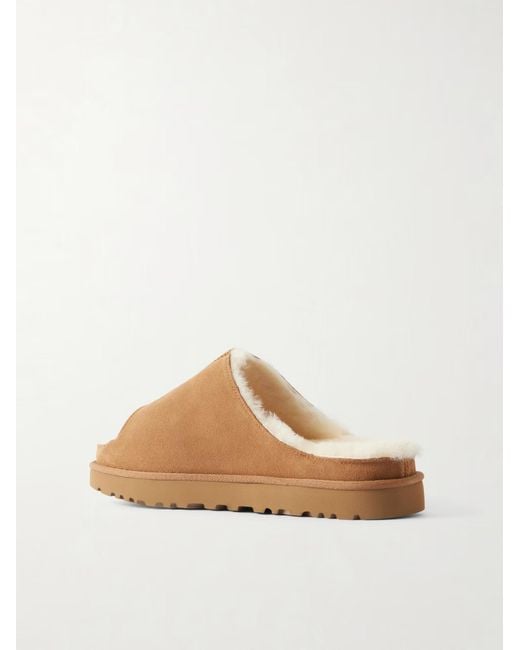 Ugg Brown Solid Color Shearling Slides