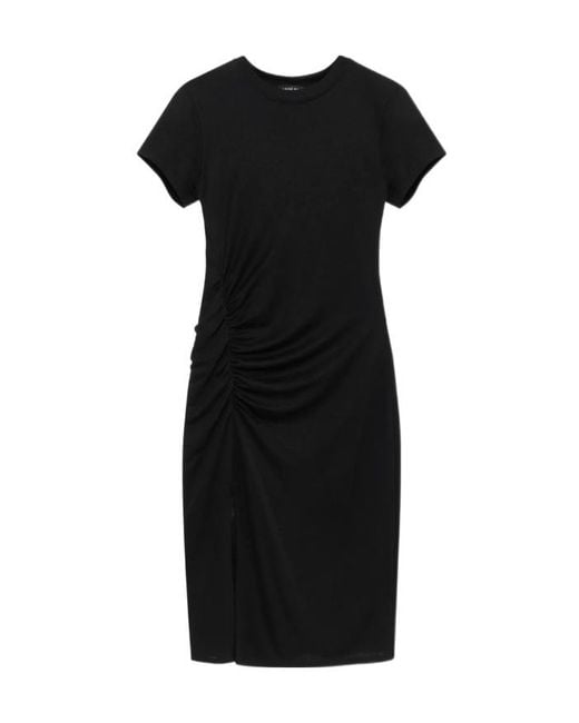 Anine Bing Black Vida Ruched Jersey Dress
