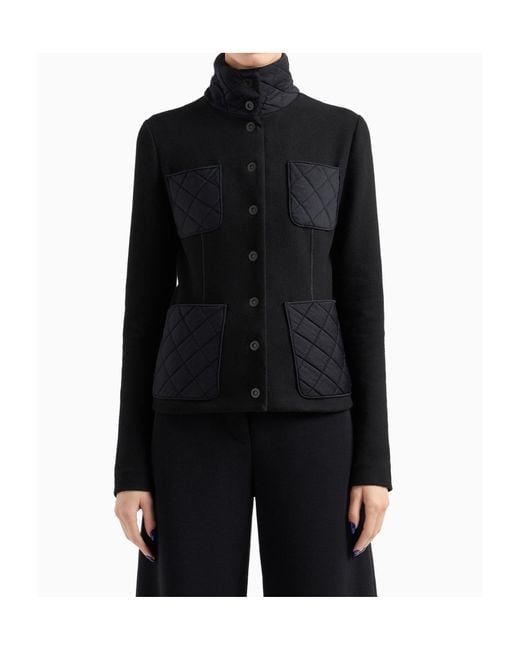 Giorgio Armani Black Asv Knitted Single-Breasted Jacket