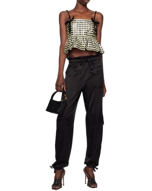 Ganni Black Loose Fit Cargo Trousers