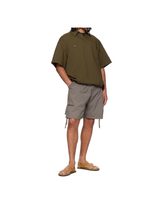 Wooyoungmi Green Twill Patch Pocket Polo Shirt for men