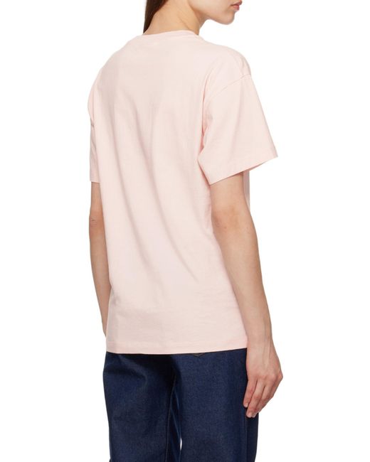 Maison Kitsuné Pink Surfing Foxes-Print Cotton T-Shirt