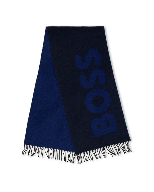 Boss Blue Medium Thickness Scarf for men