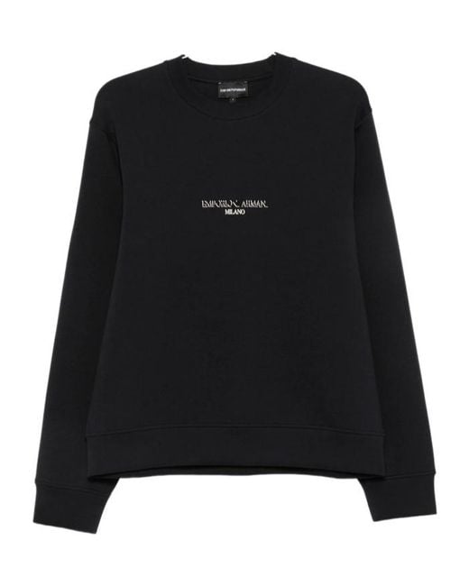 Emporio Armani Black Logo-Printed Crewneck Sweatshirt for men