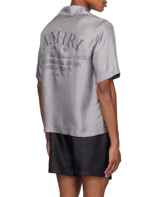 Amiri Gray Logo Printed Short-Sleeved Shirt for men