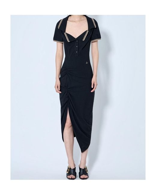 Vivienne Westwood Black Ruched Short-Sleeved Dress