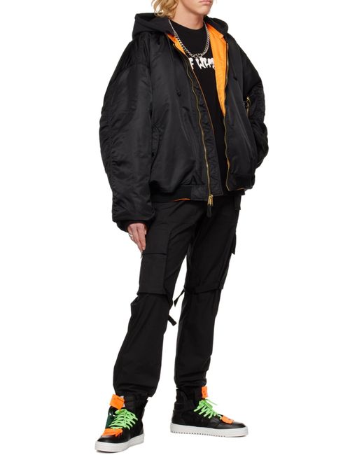 Off-White c/o Virgil Abloh Black Diag-Stripe Ripstop Cargo Trousers for men