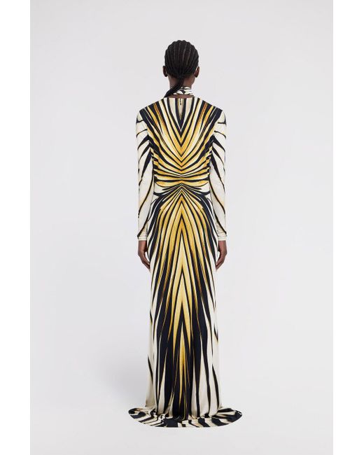 Roberto Cavalli Metallic Ray Of Print Maxi Dress