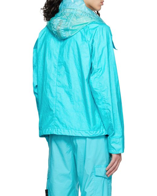 Stone Island Blue Logo Patch Zipped Jacket for men