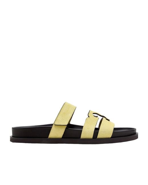 Tory Burch White Ines Suede Slides