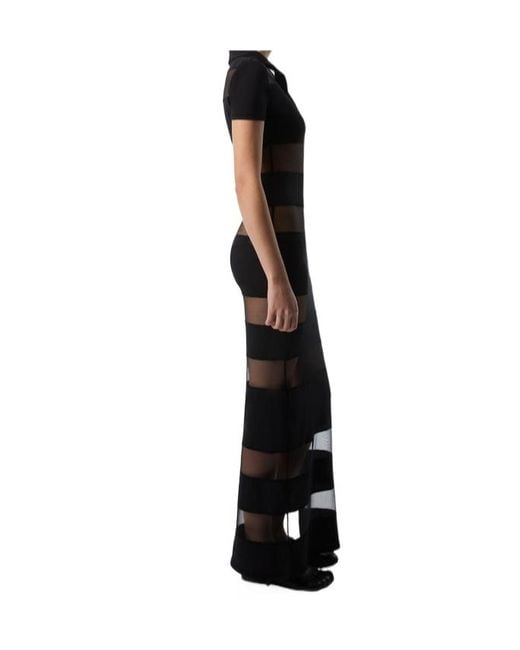 Coperni Black Striped Sheer Polo Dress