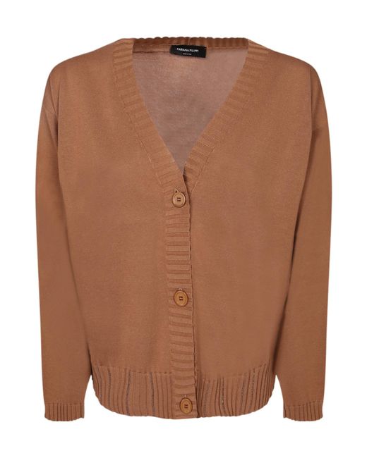Fabiana Filippi Brown V-Neck Button Cardigan