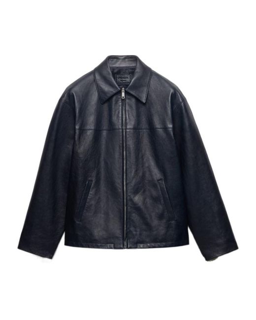 Prada Blue Nappa Leather Jacket for men