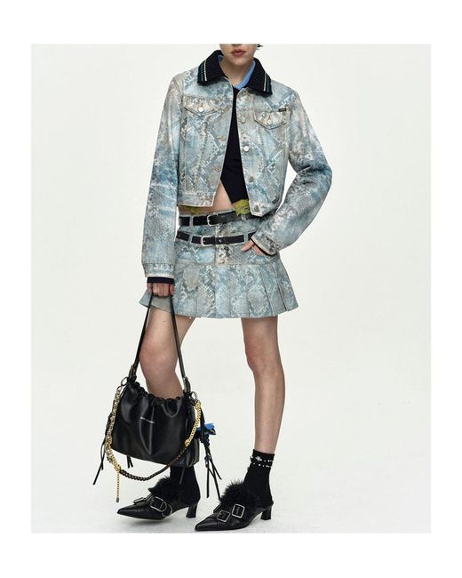 ANDERSSON BELL Blue Python Gradient Print Denim Jacket