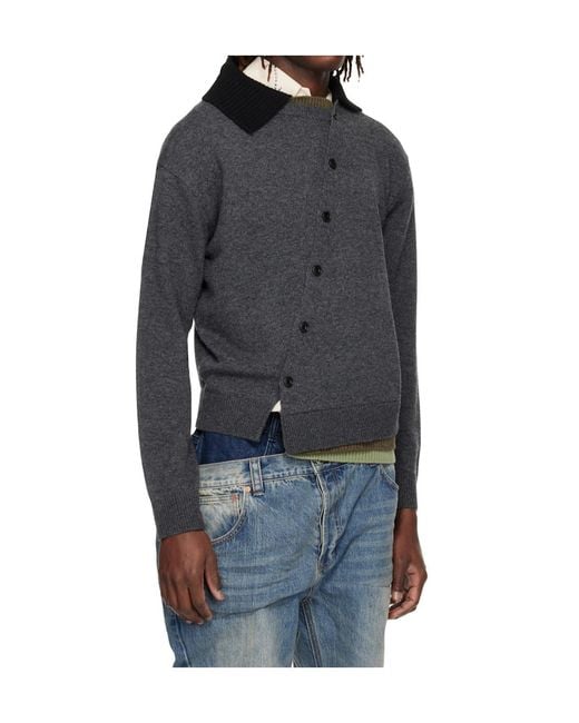 ANDERSSON BELL Gray Layered Collar Cardigan for men
