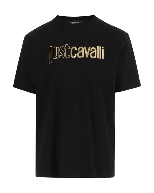 Just Cavalli Black Logo Print T-Shirt for men