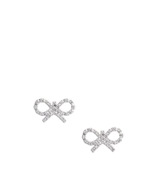 Self-Portrait White Micro Bow Embellished Earrings
