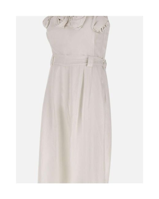 Kaos White Rose Motif Strapless Jumpsuit