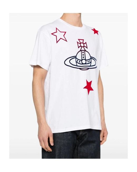 Vivienne Westwood White Orb And Stars Classic T-Shirt for men