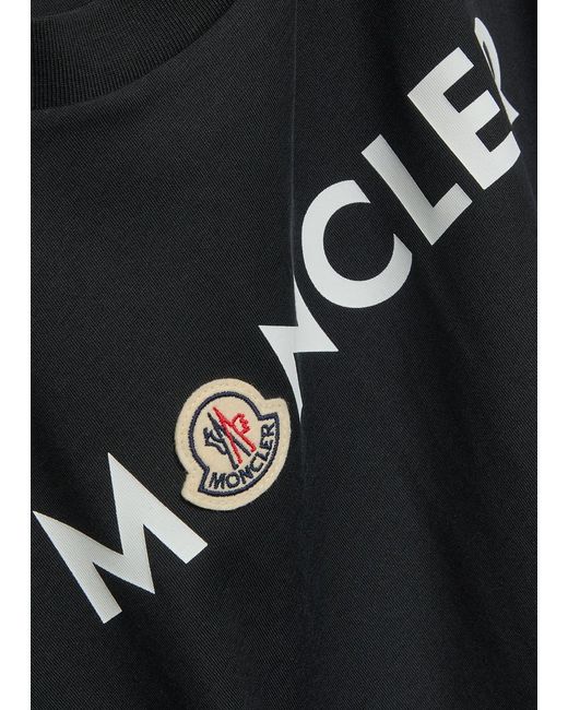 Moncler Black Logo-Print And Appliquéd Cotton T-Shirt for men