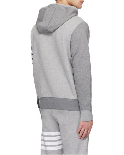 Thom Browne Gray Logo Detailed Drawstring Hoodie for men