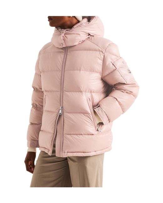 Moncler Pink Horizontal-Quilted Down Jacket