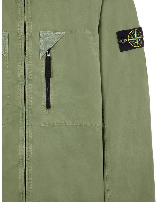 Stone Island Green Logo-Patch Shirt Jacket for men