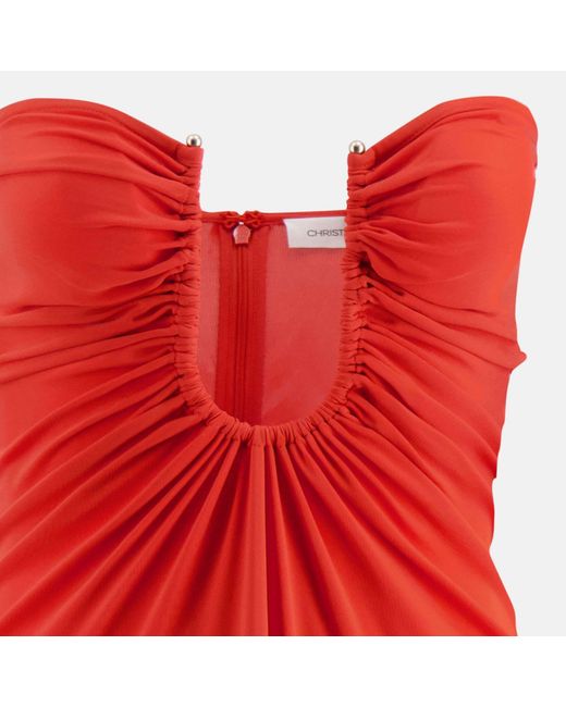 Christopher Esber Red Arque Ruched Bustier Dress