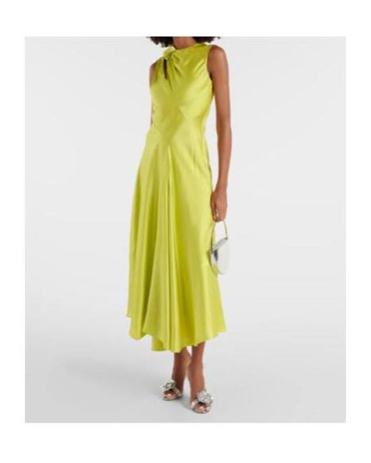 Roksanda Green Alma Gathered Silk Satin Midi Dress