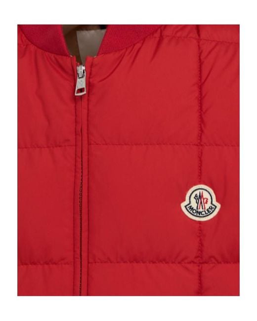 Moncler Red Elberton Tech Square-Quilted Down Vest