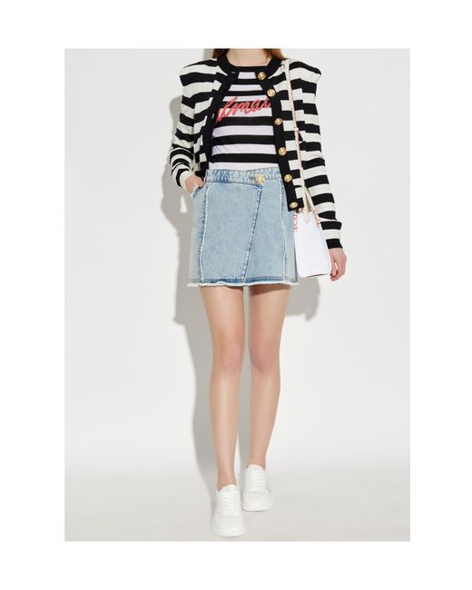 Balmain White Wool Striped Jersey