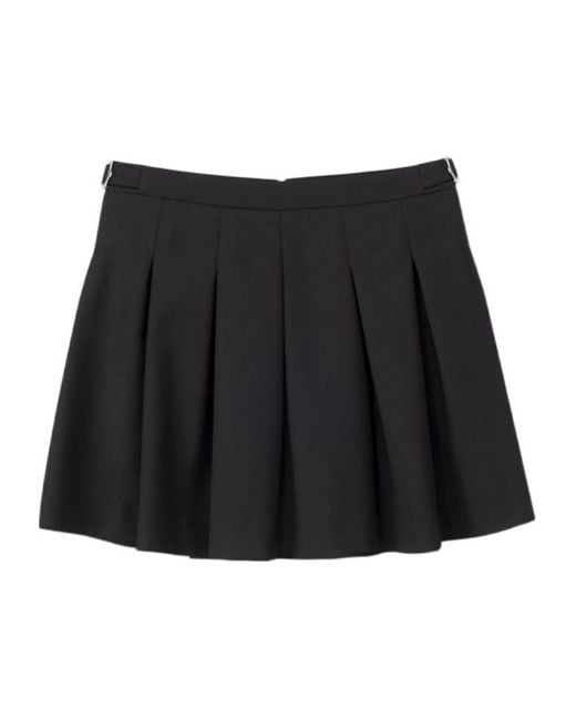 DUNST Black Buckle Pleated Mini Skirt