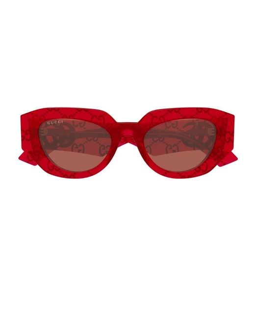 Gucci Red Eyewear Logo-Detail Cat-Eye Sunglasses