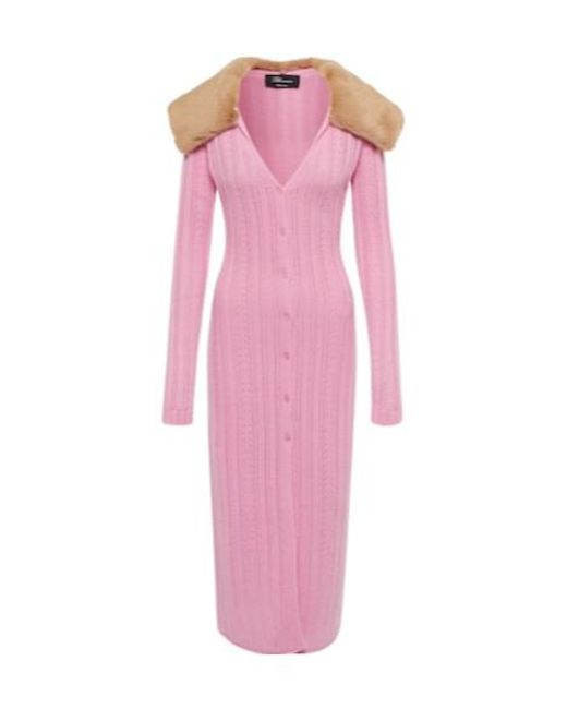 Blumarine Pink Openwork Knit Cardigan