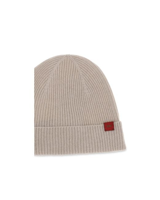 Kiton Gray Ribbed-Knit Beanie Hat for men
