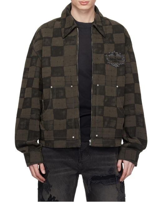 Amiri Gray Checked Denim Jacket for men