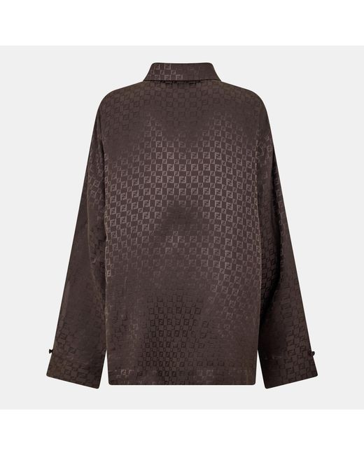 Fendi Brown Patterned Long-Sleeve Shirt