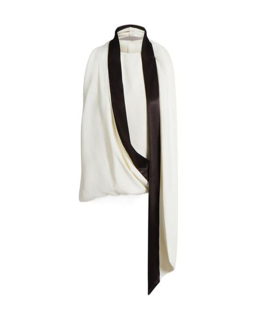 Alberta Ferretti White Draped Scarf Detail Top