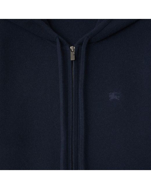 Burberry Blue Ekd Embroidered Zip-Up Hoodie for men