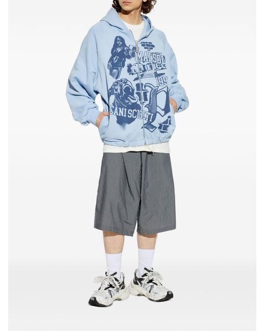 PDF CHANNEL Blue Pdf Graphic Zip-Up Hoodie for men