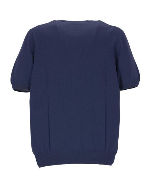 Gran Sasso Blue Short-Sleeve Sweater for men
