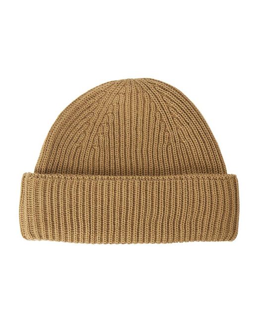 Maison Kitsuné Brown Maison Kitsuné Fox Head Large Beanie for men
