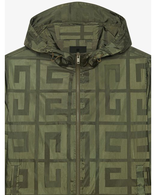 Givenchy Green 4G Pattern Hooded Windbreaker for men