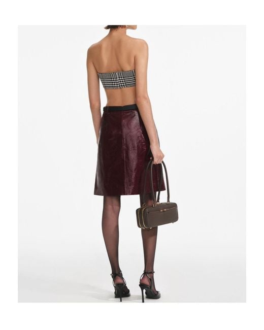 Self-Portrait Red Belted Leather Mini Skirt