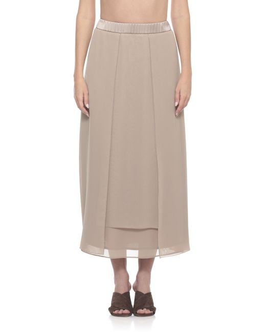 Peserico Natural Elastic Waist Layered Midi Skirt