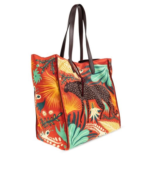 Etro Red X Tabby Booth Unfold Me Cheetah-Print Tote Bag
