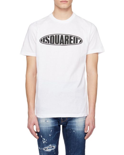 DSquared² White Logo-Printed Crewneck T-Shirt for men