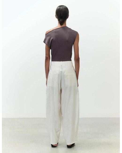 Alysi White Pleated Tailored Pants