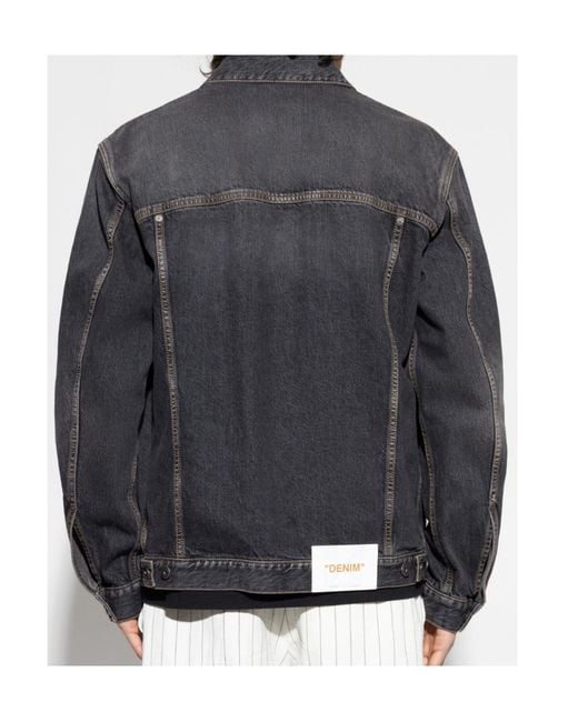 Off-White c/o Virgil Abloh Gray Logo Printed Button-Up Denim Jacket for men